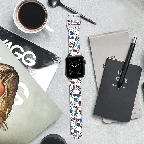 Miniatura 7 de Compatible con Apple Watch Band Hello Ki Sweet Blue de 1.929 in/1.811 in/1.772 in/1.732 in/1.654 in (Serie 3 2 1) Correa de silicona suave, bonita
