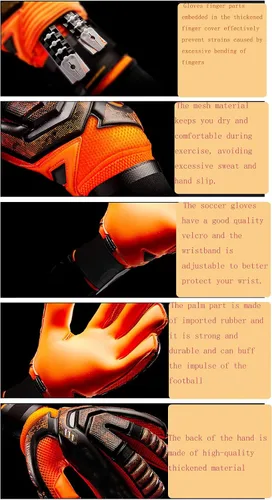 Miniatura 2 de XINNI Guantes de portero de portero con agarre fuerte en la palma con soporte de muñeca para dedos, guantes de fútbol para jóvenes y adultos, Azul