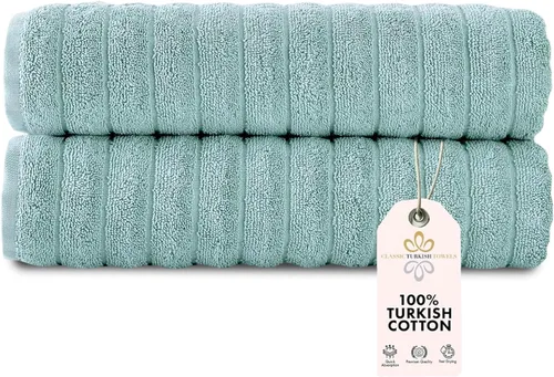 Miniatura 27 de Classic Turkish Towels - Juego de toallas de baño de algodón extragrande de alta calidad, gruesas y absorbentes, toallas de baño de lujo acanaladas