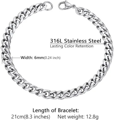 Miniatura 6 de PROSTEEL 316L Stainless Steel Cuban Link Bracelets for Men Women GoldBlackSilver Tone Nickel-Free Hypoallergenic Jewelry 75826 Come Gift Box