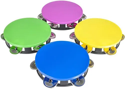 Miniatura 4 de The Dreidel Company Panderetas para niños, pandereta de 5.5 pulgadas de colores surtidos, anillo de metal Jingles de percusión musical educativo