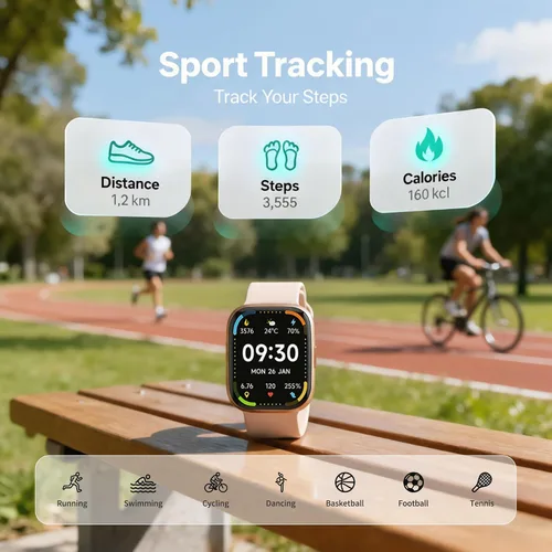 Miniatura 5 de Reloj de seguimiento de actividad física para mujeres y hombres, llamadas Bluetooth, pantalla HD de 1.83 pulgadas, 100 modos deportivos, frecuencia