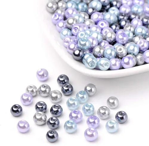 Miniatura 7 de Pandahall - 400 cuentas de perlas de vidrio perlado brillante de 0.157 pulgadas (0.157 in), cuentas espaciadoras sueltas de vidrio de color mixto