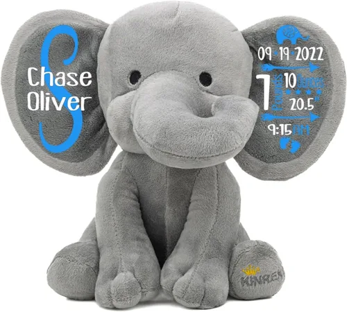 Miniatura 25 de Animal de Peluche Elefante Personalizado - Anuncio Personalizado de Estadísticas de Nacimiento Animales de Peluche Elefante para Bebés, Baby Shower