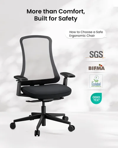 Miniatura 8 de ProtoArc Silla de oficina ergonómica – Silla de malla flexible para mujer, asiento deslizante de espuma, reclinable de 125°, sillas de escritorio