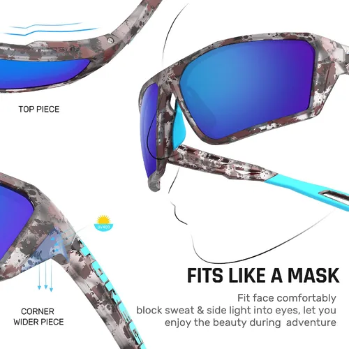 Miniatura 3 de TOREGE Lentes de sol deportivos polarizados para hombres y mujeres, para tiro, ciclismo, correr, golf, pesca, lentes duraderos TR36