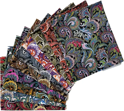6 piezas de paquetes de cuartos de grasa de tela de 18 pulgadas x 22 pulgadas de algodón para acolchado para costura de mascarillas, patrón Paisley