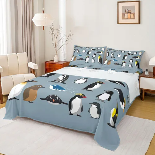 Miniatura 15 de Erosebridal Juego de sábanas 3D de mundo submarino con diseño de peces de playa, azul mar, tamaño individual, sábana bajera ajustable con diseño