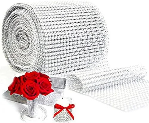 Miniatura 9 de Super Z Outlet Cinta de malla brillante con diamantes de imitación para decoración de eventos, pasteles de boda, cumpleaños, baby shower, artes