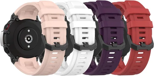 QGHXO Correa para Amazfit T-Rex 2, correa de repuesto de silicona suave para Amazfit T-Rex 2 / Active Edge Smartwatch (sin rastreador, bandas de 4