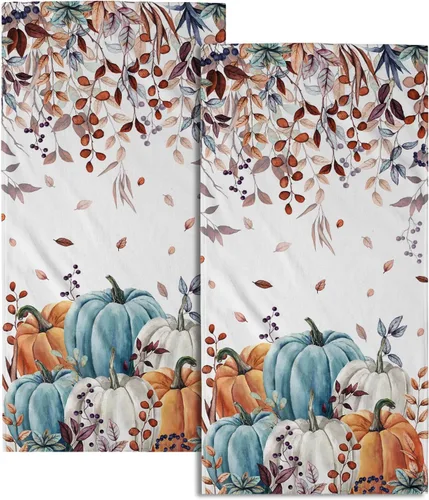 Miniatura 49 de Giwawa Autumn Pumpkin Hand Towels Maple Leaves Bath Fingertip Towel Set of 2 Thanksgiving Soft Absorbent Dish Wash Cloth Kitchen Home Hotel Decor