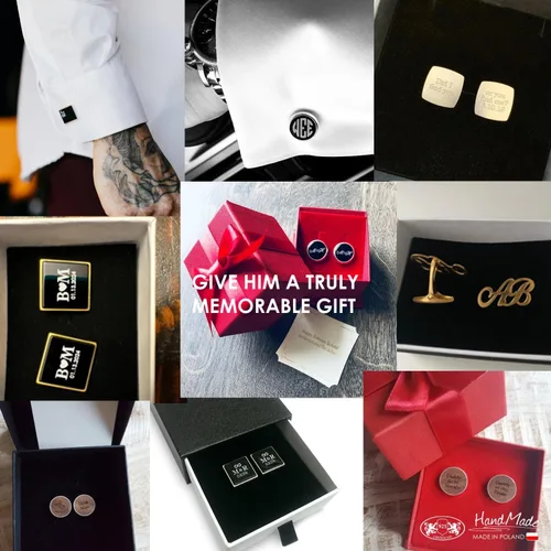 Miniatura 8 de Gemelos dorados con monograma para hombre - Gemelos personalizados para hombres - Gemelos con monograma - Regalo personalizado para el primer