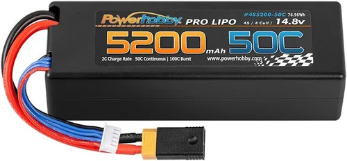 Miniatura 5 de Powerhobby 4s 5200mah 50c Lipo Battery W XT60 Plug Estuche rígido + adaptador