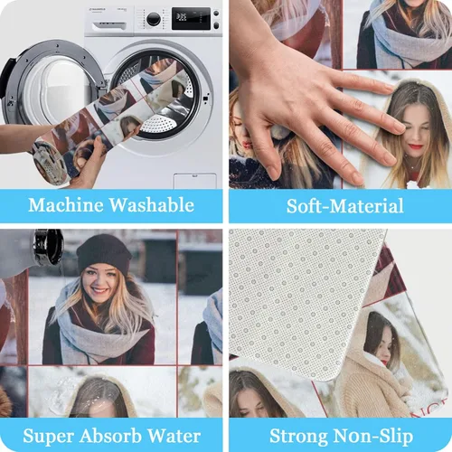Miniatura 6 de Tapete personalizado para puerta con imagen, logotipo, nombre, texto, antideslizante, lavable, personalizado, rectangular, tapete para suelo