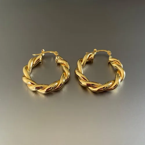 Miniatura 94 de Aretes de aro gruesos de oro para mujer, chapados en oro de 14 quilates, aretes de aro triple, hipoalergénicos, a la moda, aretes de aro gruesos