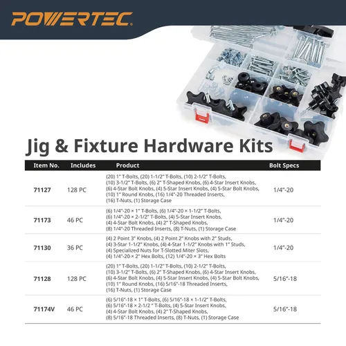 Miniatura 11 de POWERTEC 71118-P3, paquete de 6, pista en T universal de perfil de doble corte de 24 pulgadas con agujeros de montaje preperforados, pista en T