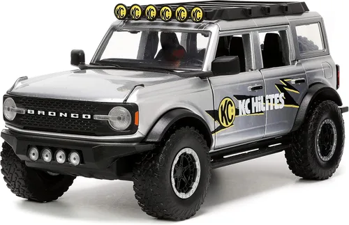 Miniatura 2 de Jada Toys Just Trucks 1:24 2021 Ford Bronco - Coche fundido a presión gris con estante para neumáticos, juguetes para niños y adultos