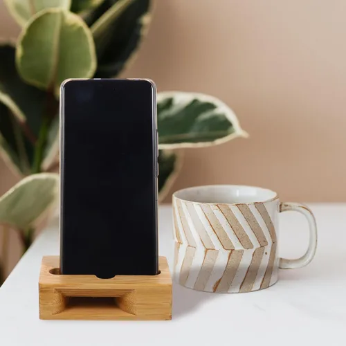 Miniatura 8 de Soporte de madera de bambú para teléfono con amplificador de sonido, soporte universal de escritorio para ver videos y llamadas, compacto, 3.9 x 2.4