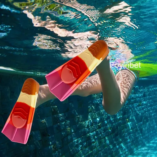 Miniatura 20 de Aletas de natación para niños, aletas cortas para niños y jóvenes, aletas de natación para entrenamiento de natación para niños, niñas, niños