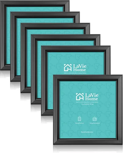 Miniatura 23 de LaVie Home - Marco de fotos (6 unidades), diseño simple con cristal de alta definición, para montaje en pared y en mesa, colección clásica, Dorado