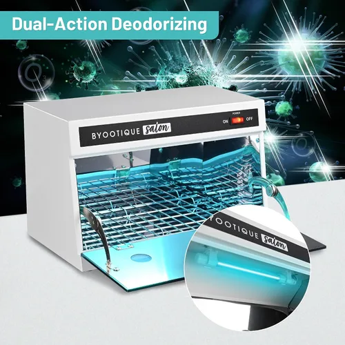 Miniatura 3 de BYOOTIQUE 13L Herramienta de uñas Máquina de Limpieza Gabinete 275nm Luz Azul para Manicura Clippers Piel Facial Salón de Belleza Barbería Spa