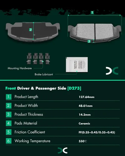 Miniatura 3 de SCITOO D273-7178, ATD273C Pastillas de freno delanteras para Honda Accord 1984-1985, 1988-2000 para Honda Civic, 1993-1997 para Honda Civic del Sol