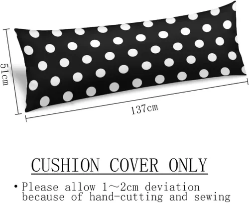 Miniatura 3 de Funda de almohada corporal de lunares en blanco y negro, funda de almohada larga abstracta con cremallera, funda de almohada decorativa suave