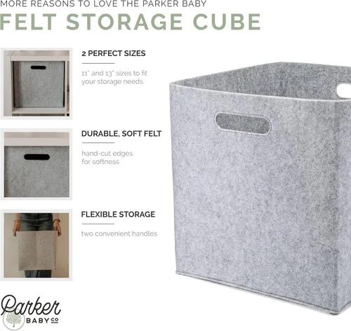 Miniatura 3 de Parker Cubo de almacenamiento plegable de fieltro para bebé, cubo de 11 pulgadas para organizador de cubos, organizadores de armario y contenedor