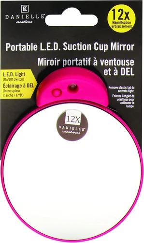 Miniatura 2 de Danielle Creations - Espejo de maquillaje de viaje de 3.5 pulgadas, aumento de 12x, negro/rosa