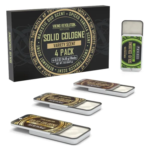 Miniatura 7 de Viking Revolution Paquete de 4 colonias para hombre - 14.8 ml de perfume sólido con vainilla especiada, tabaco dulce, oud majestuoso, bergamota