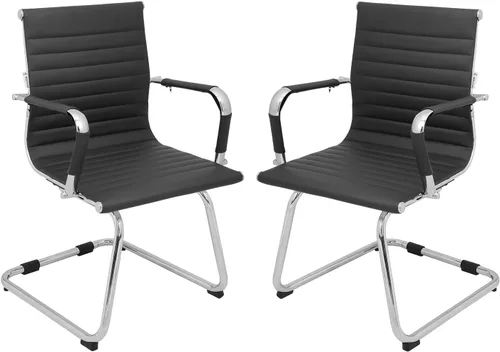 Miniatura 19 de Okeysen Juego de 2 sillas de sala de conferencias, paquete de 2 sillas modernas de oficina para sala de espera, sillas de recepción con respaldo