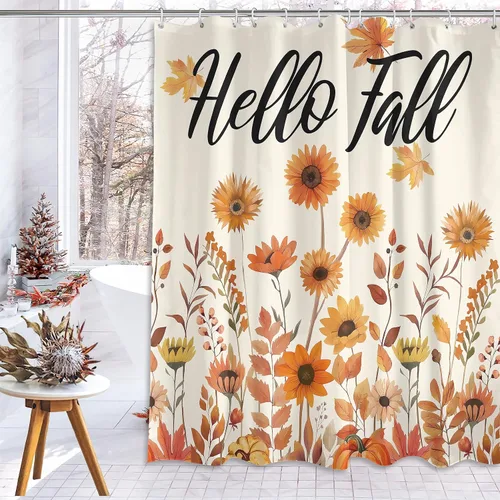 Miniatura 22 de Cortina de ducha de fantasma, tela impermeable con ganchos, 72 x 72 pulgadas, perfecta para decoración de baño de Halloween Cortina de ducha