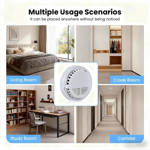 Miniatura 8 de Detector de humo manual de cámara oculta – Gran angular de 150°, detección de movimiento, visión nocturna, 5000mAh y 2.4G WiFi hecho a mano, ideal