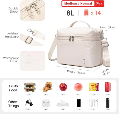 Miniatura 2 de NOL Natural Organic Lifestyle Bolsas de almuerzo aisladas para mujer, bolsa enfriadora, ligera, de nailon, impermeable, lonchera para el trabajo