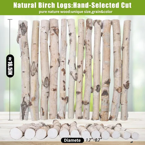 Miniatura 2 de Troncos de abedul natural para decoración de chimeneas y manualidades, paquete de 12 ramas rústicas de abedul para manualidades, otoño, Halloween