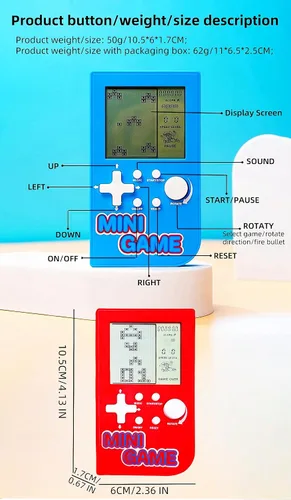 Miniatura 9 de JXD Mini consola de juegos de bloques de rompecabezas incorporada, 26 juegos retro de ladrillo, viajes, interior/exterior, ocio, consola