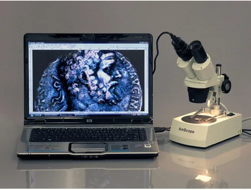 Miniatura 2 de AmScope SE305R-P Microscopio estéreo binocular montado hacia adelante, oculares WF10x, ampliación 10X y 30X, objetivos 1X y 3X, iluminación halógena