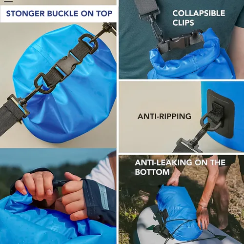 Miniatura 4 de Bolsa seca Unigear impermeable, 2L/5L/10L/20L/30L/40L, Bolsas flotantes y ligeras para kayak, navegación, pesca, natación y camping con funda Azul