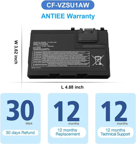 Miniatura 7 de ANTIEE CF-VZSU1AW - Batería de repuesto para Panasonic Toughbook CF-33, Toughbook CF-33AEHFATG, Toughbook CF-33AEQGATG, Toughbook CF-33mk1 Series