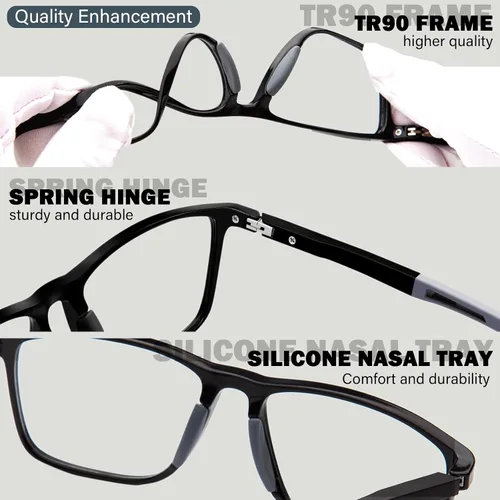 Miniatura 2 de Paquete de 2 lentes de lectura para hombres, lectores de estilo deportivo con bloqueo de luz azul y filtro antideslumbrante, lentes ligeras