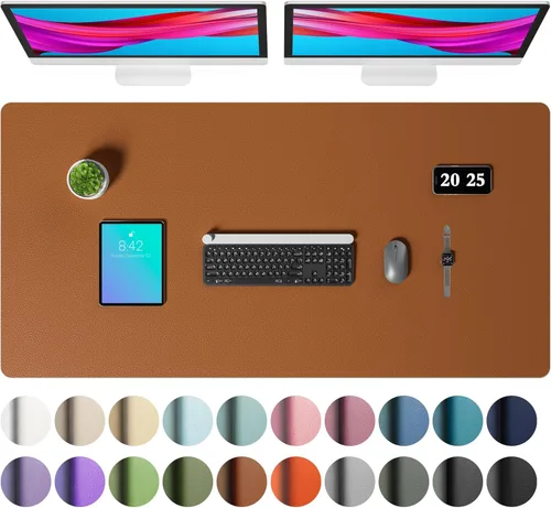 Miniatura 84 de Aothia - Protector de escritorio de cuero sintético, base para mouse, superficie antideslizante e impermeable para escribir y para laptop