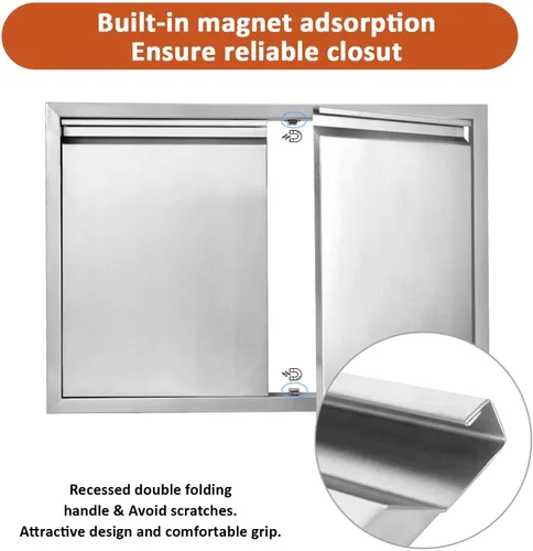 Miniatura 4 de JIE JIN Puerta de Acceso para Parrilla 24" An X 24" Al Puertas de Cocina Exterior Puertas Dobles Engrosadas Acero Inoxidable 304 Accesorios