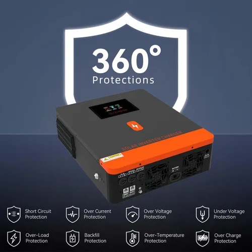 Miniatura 4 de PowMr Inversor solar de 3600 W, 24 V CC a 110 V CA, inversor de corriente de onda sinusoidal pura con controlador MPPT de 120 A y cargador de CA