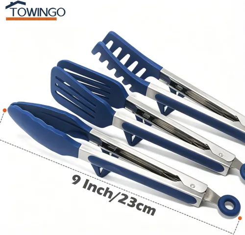 Miniatura 47 de Pinzas de cocina, pinzas de 9 pulgadas para cocinar con puntas de silicona, pinzas de silicona pequeñas de grado alimenticio, mini pinzas