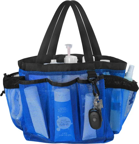 Moyad Bolsa grande de malla para ducha para dormitorio universitario, artículos esenciales de habitación con 8 bolsillos, bolsa de ducha portátil