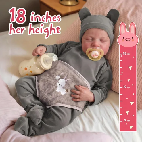 Miniatura 7 de JIZHI Reborn Baby Dolls Boy - Muñeca de bebé recién nacida realista de 20 pulgadas con cuerpo posable, muñecas de bebé de la vida real con gris