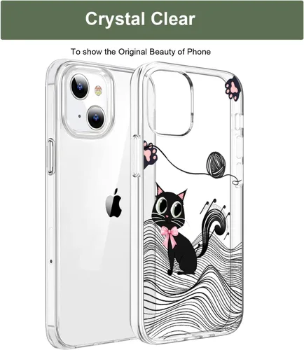 Miniatura 7 de Unov Funda para iPhone 14 iPhone 13, transparente con diseño, ajuste delgado, buen agarre, funda para teléfono en relieve, cubierta protectora a