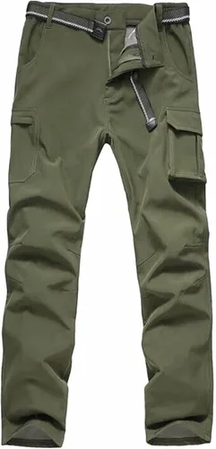 Miniatura 2 de JOMLUN Pantalones de senderismo con forro polar para niño, impermeables, resistentes al viento, cálidos, suaves, para exteriores, pantalones cargo