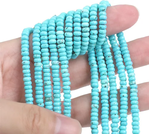 Miniatura 4 de BEADIA Abalorios separadores naturales de turquesa azul 4mmx2mm 38cm para hacer joyas con cuentas 4mmx2mm 38cm Azul turquesa