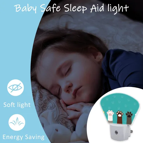 Miniatura 5 de Luz nocturna de patas de gato enchufable LED con sensor de atardecer a amanecer, lámpara de noche suave, adecuada para el hogar, dormitorio, baño